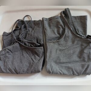 The Limited Gray and Black Striped Tank Tops